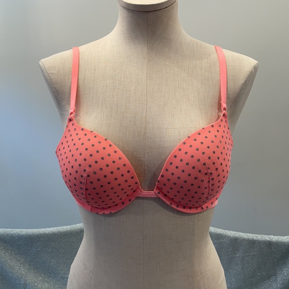 Victoria’s Secret 36B Push Up Silver Glitter Sparkly Polka Dot Bra